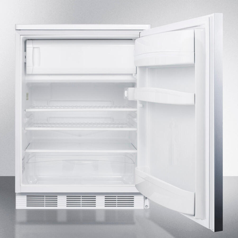 Summit CT66LSSHH Freestanding Refrigerator-Freezer For General Purpose Use, With Dual Evaporator Cooling, Cycle Defrost, Lock, Ss Door, Horizontal Handle And White Cabinet