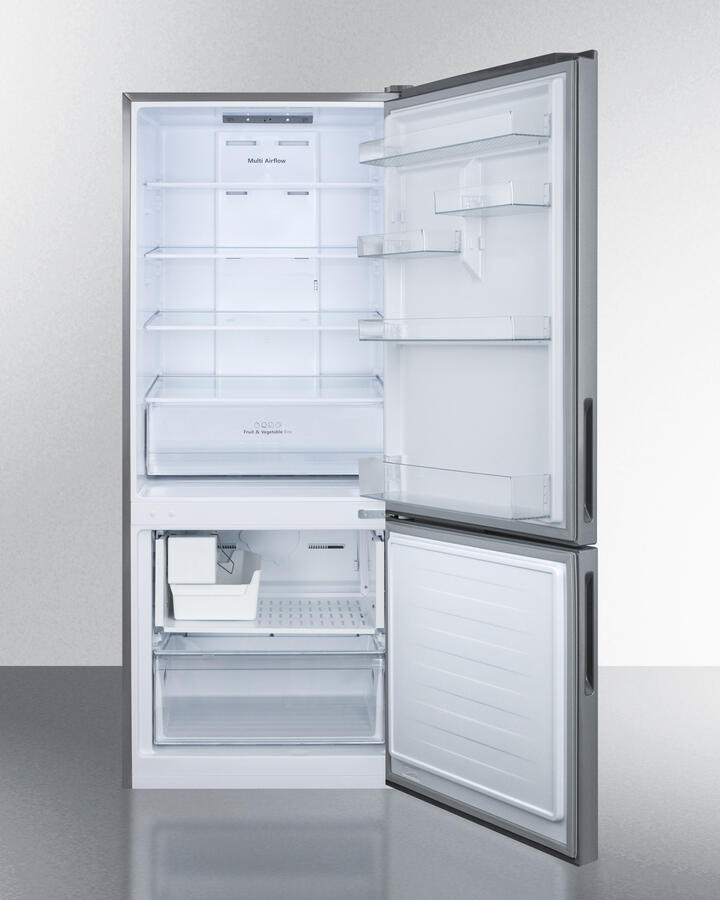 Summit FFBF279SSBIIM 28" Wide Built-In Bottom Freezer Refrigerator With Icemaker