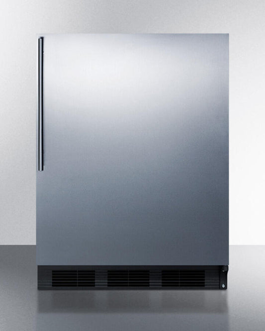Summit CT663BSSHVADA Ada Compliant Freestanding Refrigerator-Freezer For Residential Use, Cycle Defrost With Deluxe Interior, Ss Wrapped Door, Thin Handle, And Black Cabinet