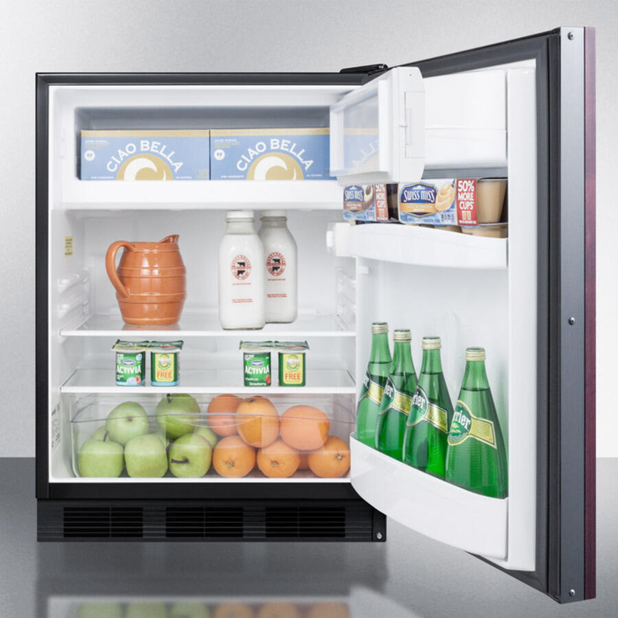 Summit CT66BBIIF Built-In Undercounter Refrigerator-Freezer For General Purpose Use, With Dual Evaporator Cooling, Integrated Door Frame For Overlay Panels, And Black Cabinet