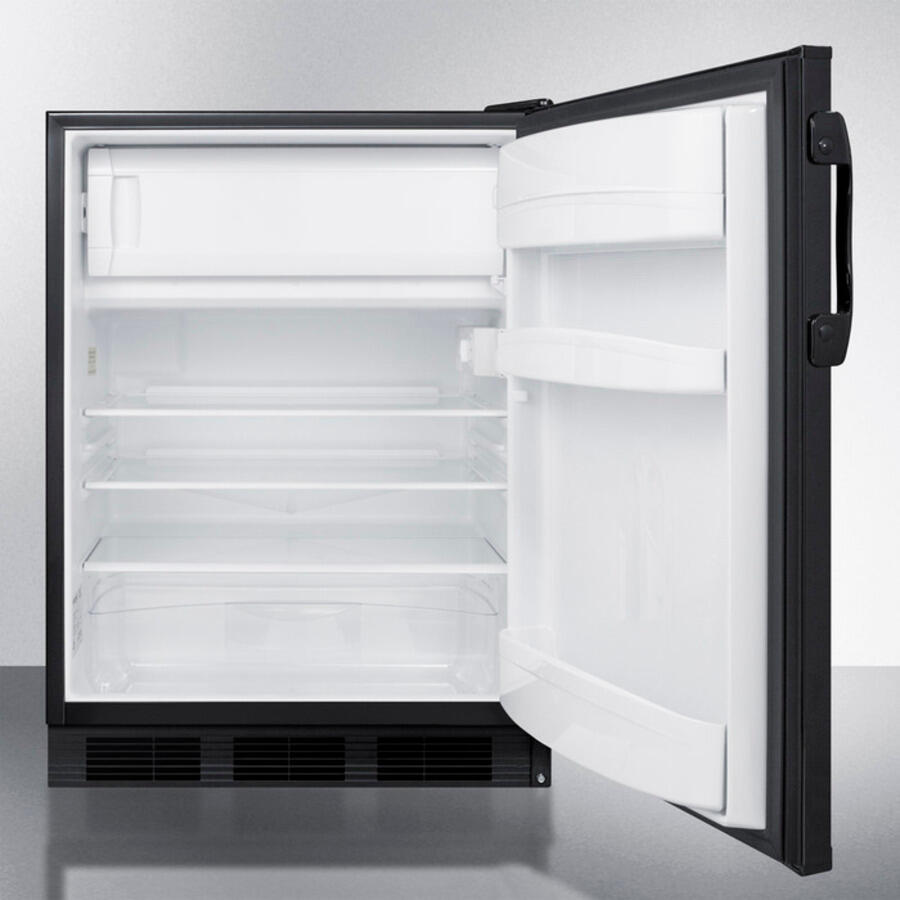 Summit AL652B Freestanding Ada Compliant Refrigerator-Freezer For General Purpose Use, With Dual Evaporator Cooling, Cycle Defrost, And Black Exterior