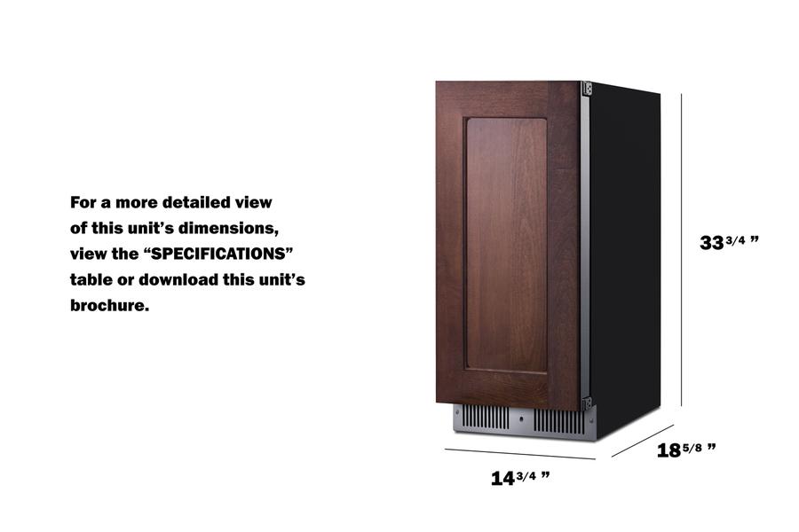 Summit SDHR1534PNRLHD 15" Wide Built-In All-Refrigerator (Panel Not Included)