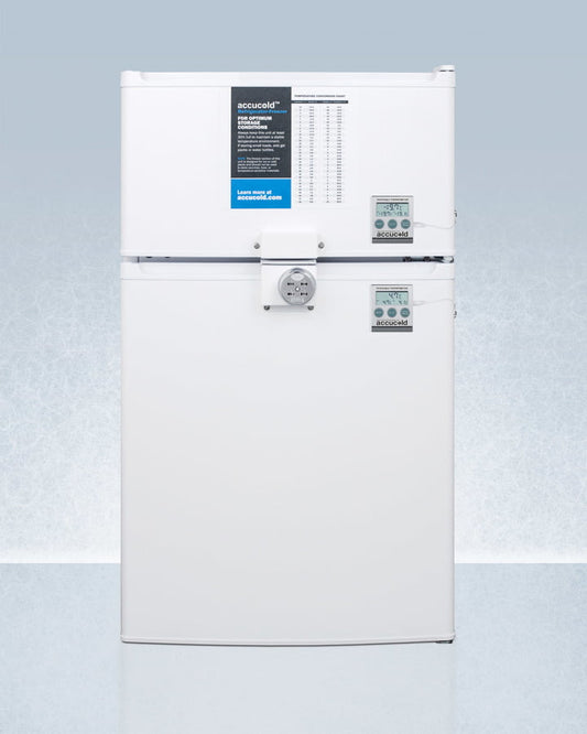 Summit CP351WLLF2PLUS2 Compact Two-Door Cycle Defrost Refrigerator-Freezer With Combination Lock And Nist Calibrated Thermometers