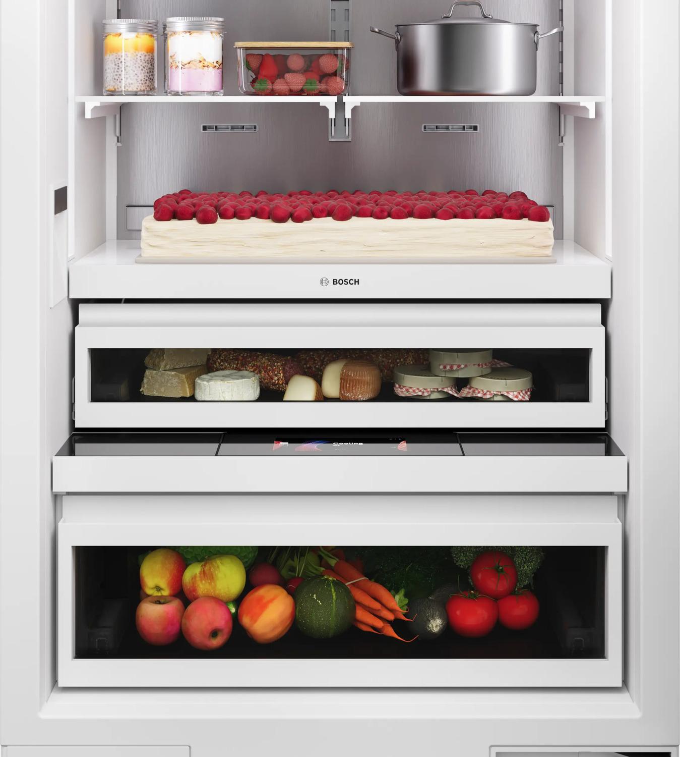Bosch B30IB100SP Benchmark®, Vario Built-In Fridge-Freezer With Freezer At Bottom, 30'', Soft Close Flat Hinge