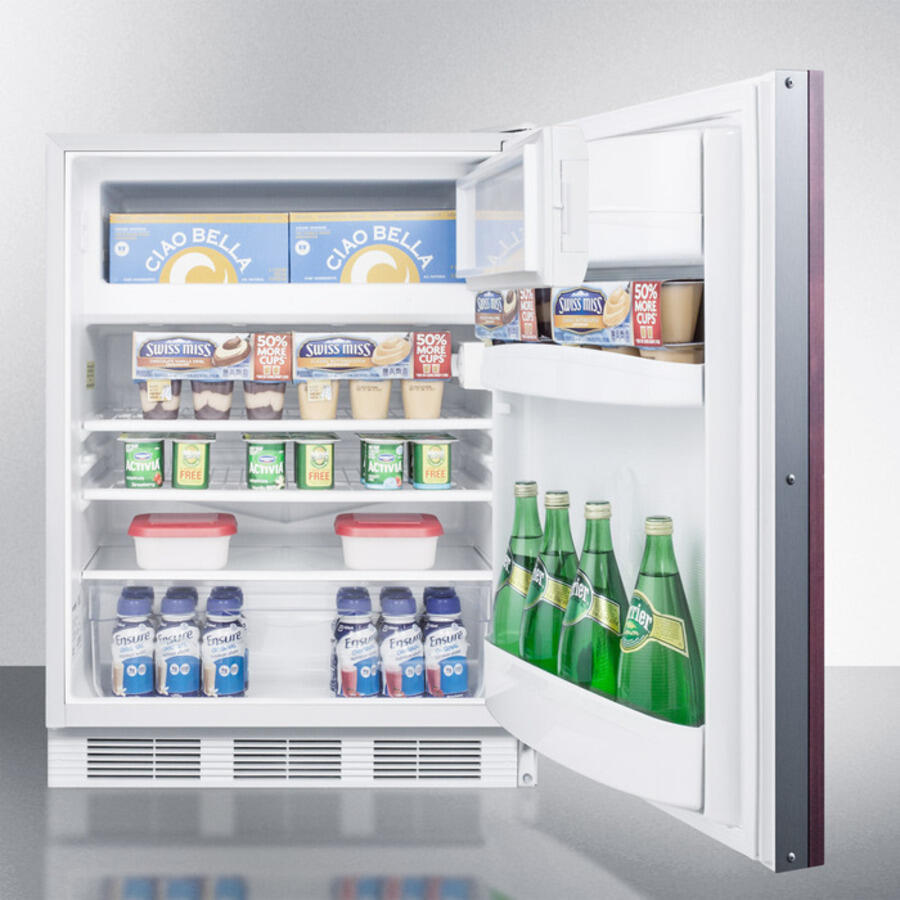 Summit AL650BIIF Built-In Undercounter Ada Compliant Refrigerator-Freezer For General Purpose Use, Cycle Defrost W/Dual Evaporator Cooling, Panel-Ready Door, And White Cabinet