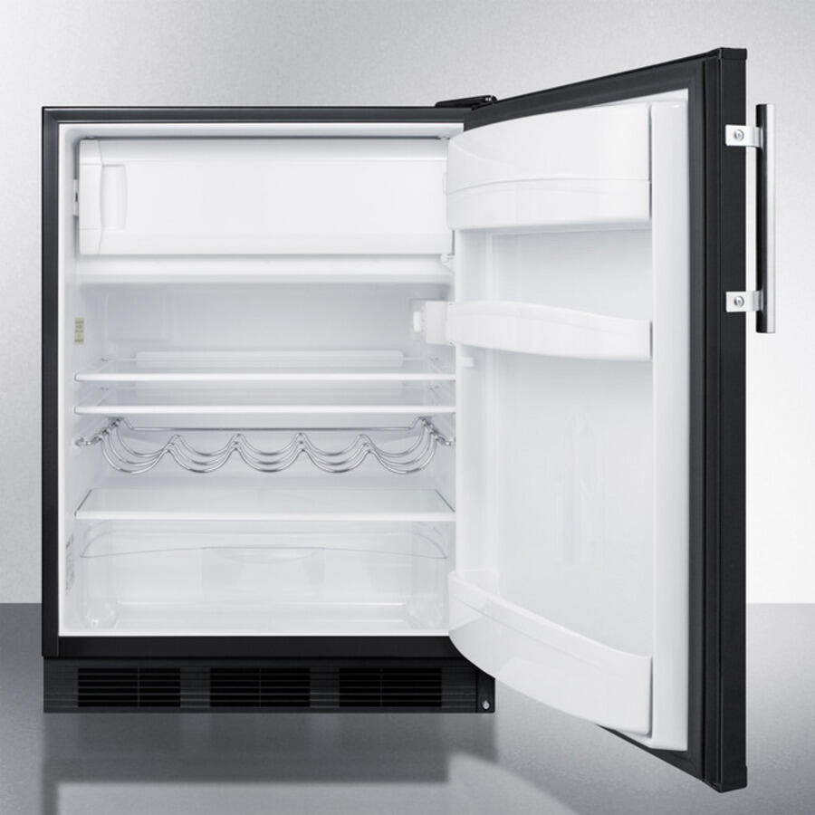 Summit CT663BBI Built-In Undercounter Refrigerator-Freezer For Residential Use, Cycle Defrost With A Deluxe Interior And Black Exterior Finish