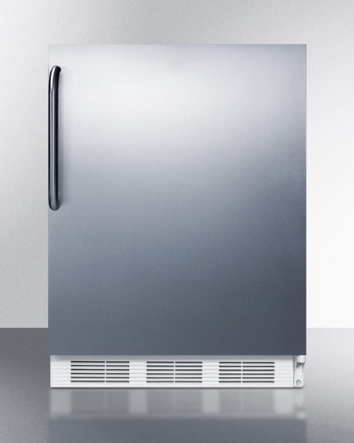 Summit CT661BISSTBADA Ada Compliant Built-In Undercounter Refrigerator-Freezer For Residential Use, Cycle Defrost W/Deluxe Interior, Ss Door, Tb Handle, And White Cabinet
