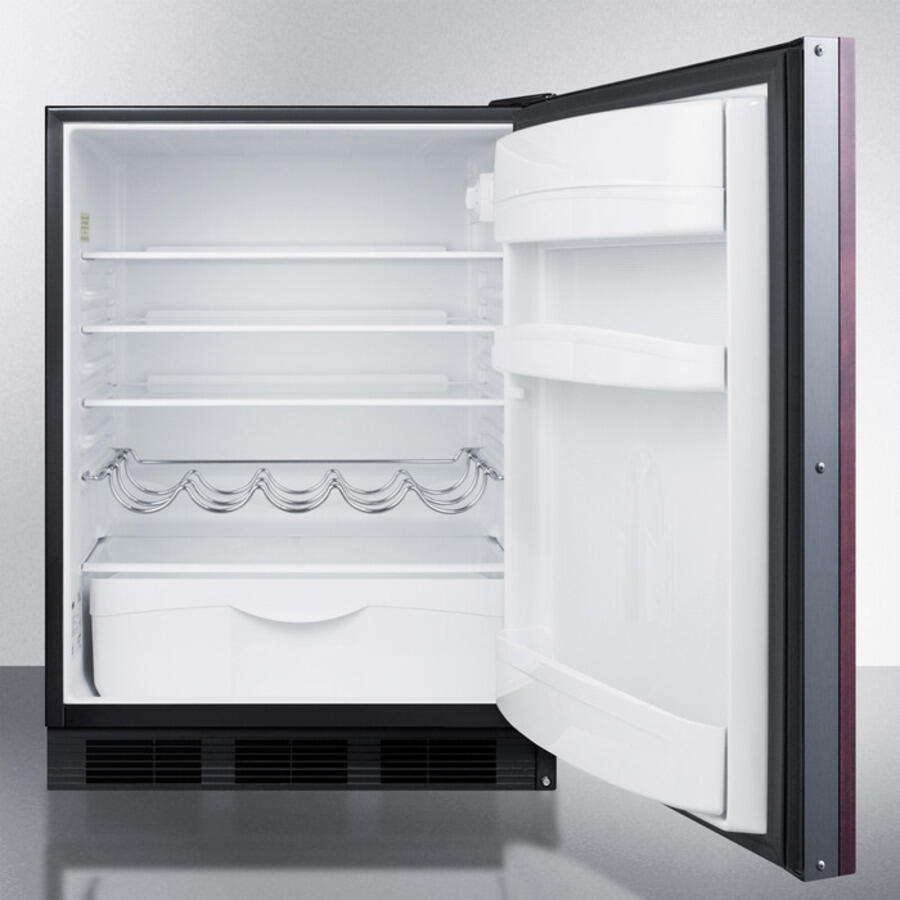 Summit FF63BBIIF Built-In Undercounter Auto Defrost All-Refrigerator For Residential Use With A Customizable Door Front To Accept Overlay Panels And Black Cabinet Finish