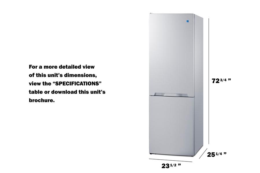 Summit FFBF121WLHD 24" Wide Wide Bottom Mount Refrigerator-Freezer
