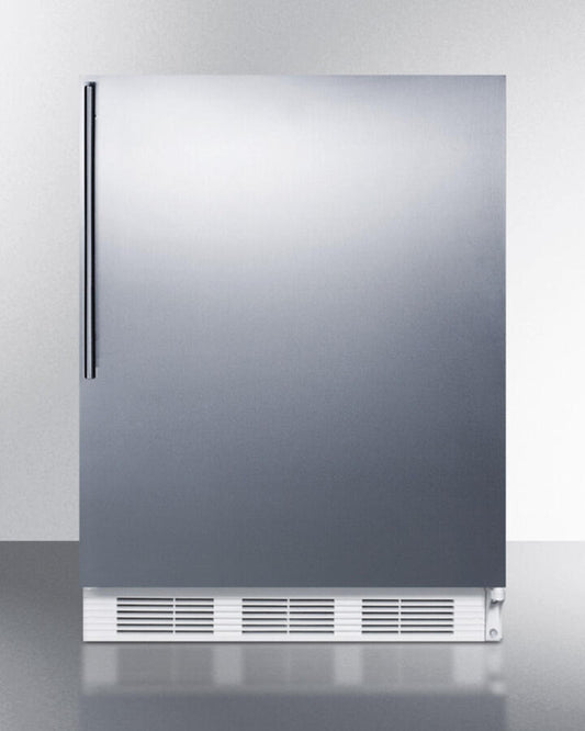 Summit AL650BISSHV Built-In Undercounter Ada Compliant Refrigerator-Freezer For General Purpose Use, W/Dual Evaporator Cooling, Ss Door, Thin Handle, White Cabinet
