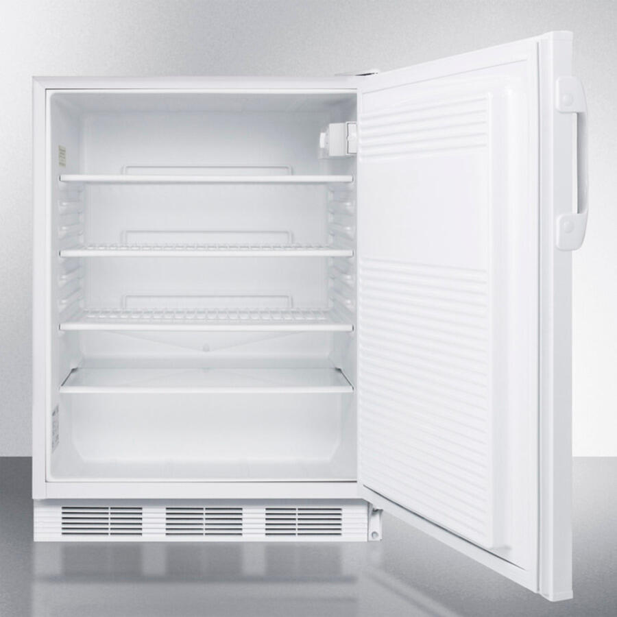 Summit AL750L Ada Compliant All-Refrigerator For Freestanding General Purpose Use, With Lock, Flat Door Liner, Auto Defrost Operation And White Exterior