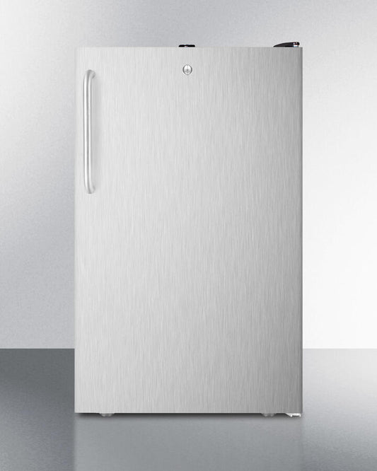 Summit FF521BLBI7SSTB Commercially Listed 20" Wide Built-In Undercounter All-Refrigerator, Auto Defrost With A Lock, Stainless Steel Door, Towel Bar Handle And Black Cabinet
