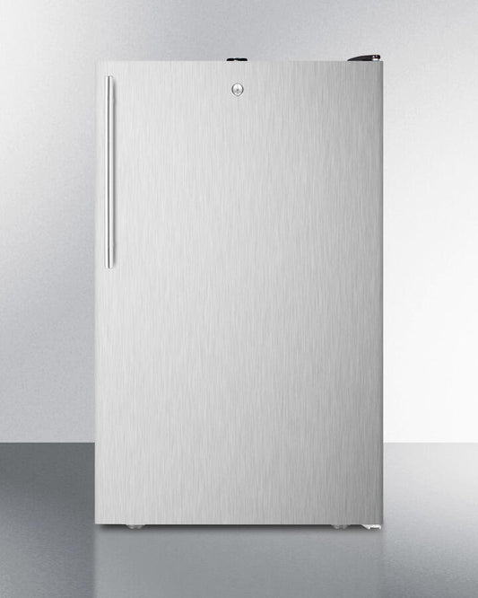 Summit FF521BLBI7SSHV Commercially Listed 20" Wide Built-In Undercounter All-Refrigerator, Auto Defrost With A Lock, Stainless Steel Door, Thin Handle And Black Cabinet