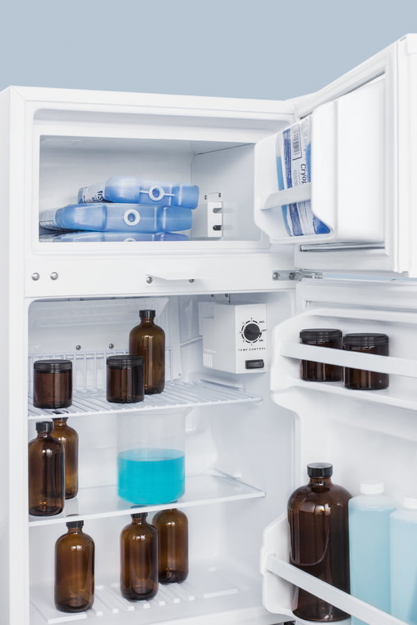 Summit CP351WLLF2PLUS2 Compact Two-Door Cycle Defrost Refrigerator-Freezer With Combination Lock And Nist Calibrated Thermometers