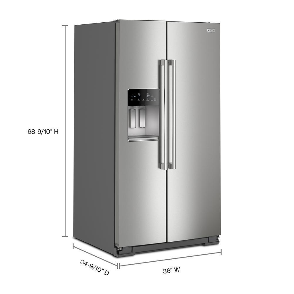 Maytag MRSF6636RZ 36-Inch Wide Full-Depth Side-By-Side Refrigerator With Arctic Blue Interior - 28.3 Cu. Ft.