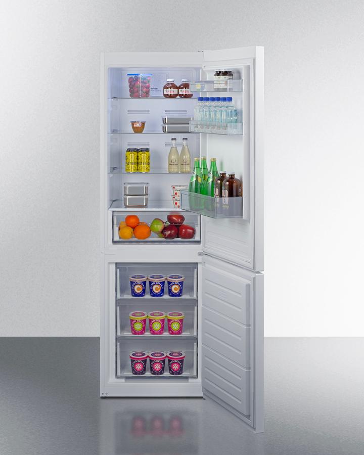 Summit FFBF121W 24" Wide Bottom Mount Refrigerator-Freezer