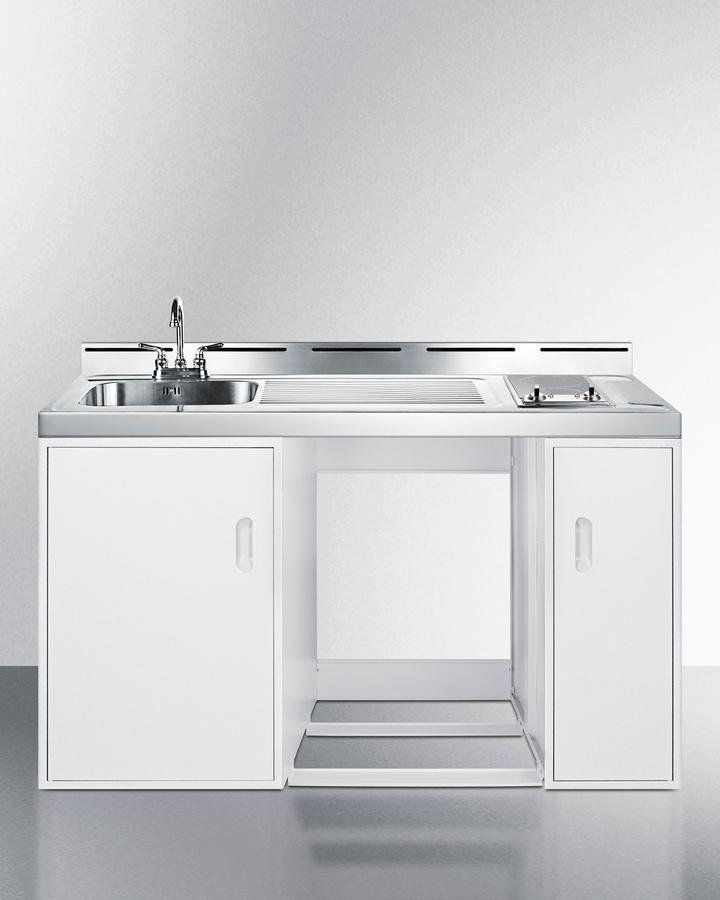 Summit C60ELGLASSNR 60" Wide All-In-One Kitchenette (Refrigerator Not Included)