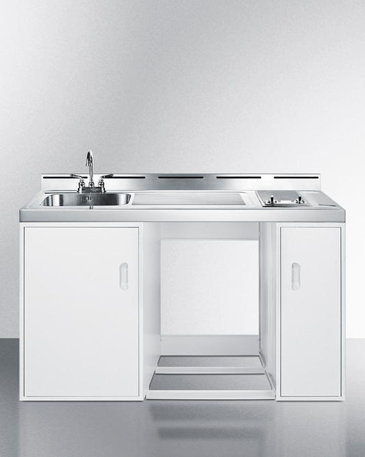 Summit C60ELGLASSNR 60" Wide All-In-One Kitchenette (Refrigerator Not Included)