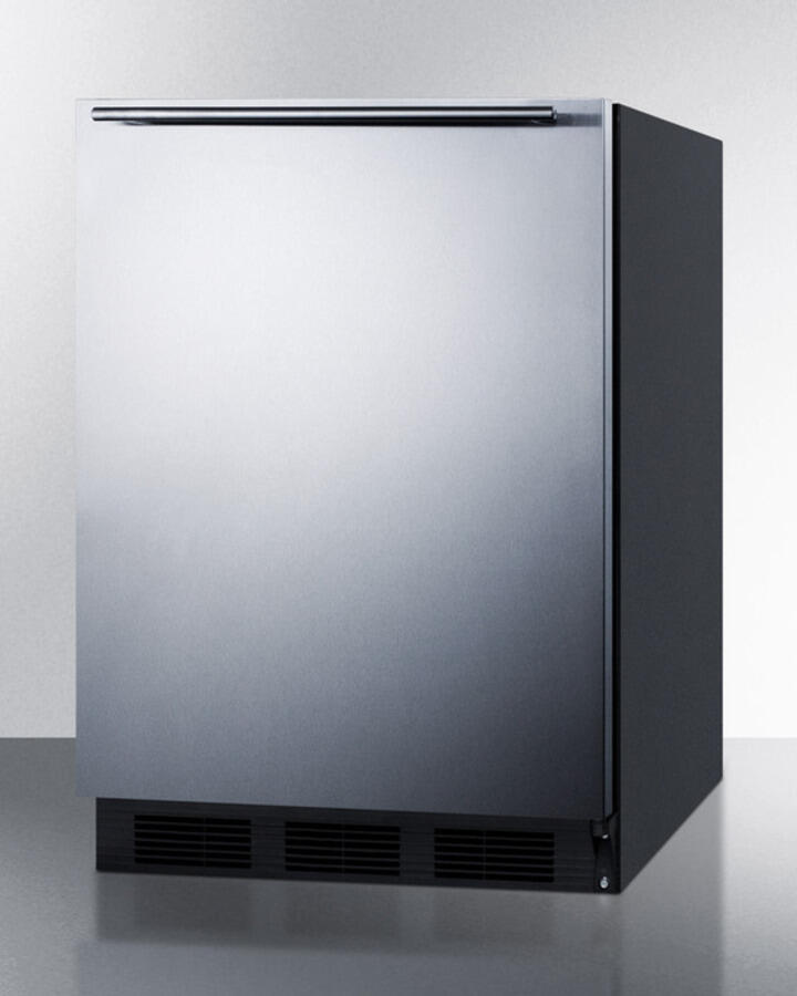 Summit CT663BSSHHADA Ada Compliant Freestanding Refrigerator-Freezer For Residential Use, Cycle Defrost With Deluxe Interior, Ss Wrapped Door, Horizontal Handle, And Black Cabinet