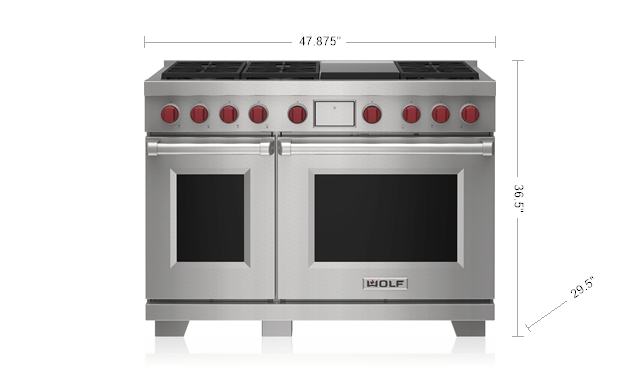 Wolf DF48650GBKPLP 48" Dual Fuel Range - 6 Burners And Infrared Griddle