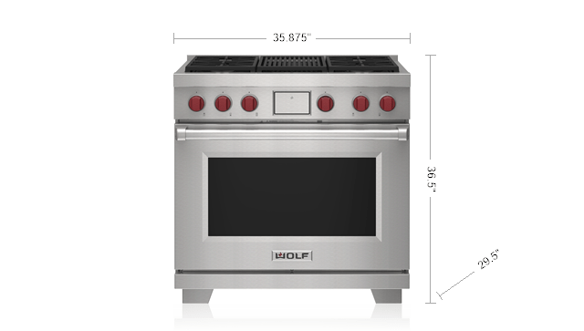 Wolf DF36450CWHPLP 36" Dual Fuel Range - 4 Burners And Infrared Charbroiler