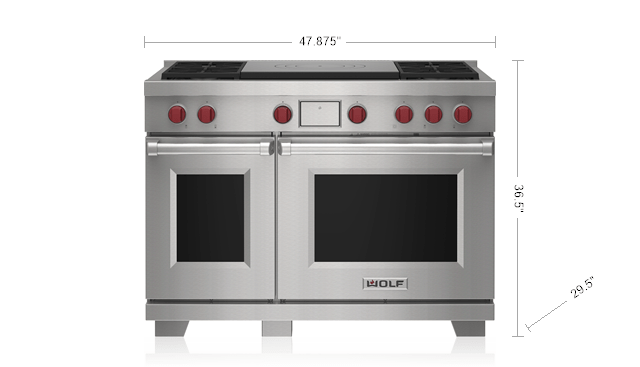 Wolf DF48450FWHPLP 48" Dual Fuel Range - 4 Burners And French Top